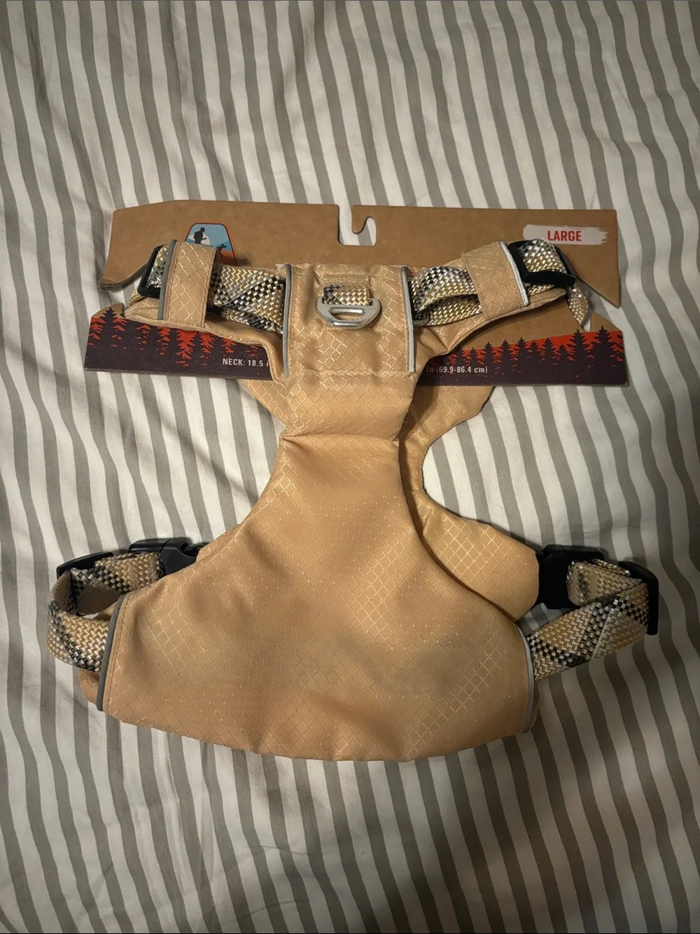 Large Tan Dog Harness with Reflective Straps